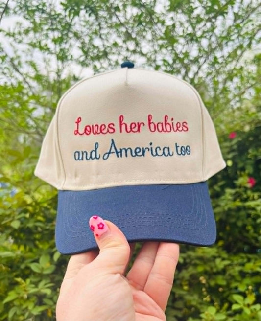 Loves her babies and America too Hat