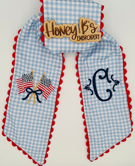 Gingham patriotic wreath sash